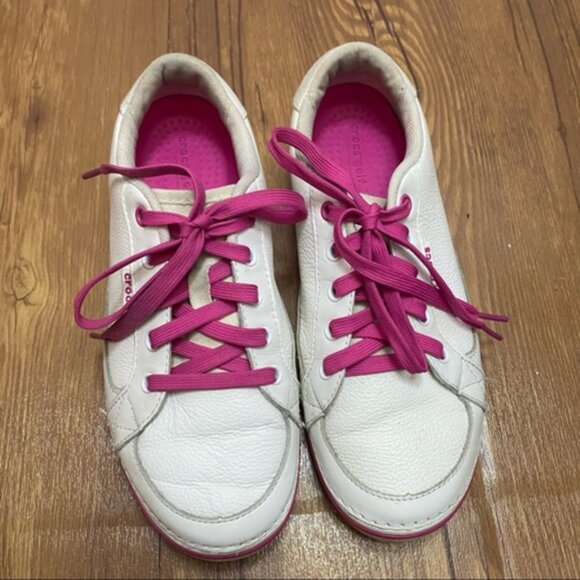 Crocs 18973 Bradyn Golf Shoes White Pink Women‎ Size 8 - Picture 1 of 9